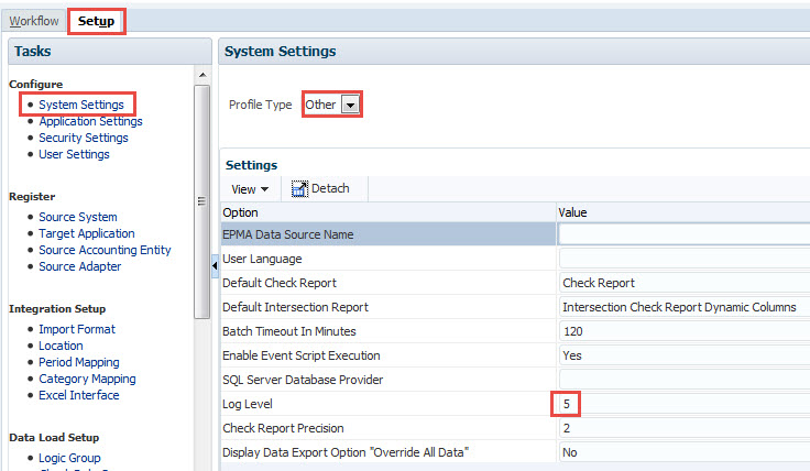 Open FDMEE System Settings_Other