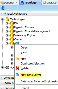 Create New XML Data Server