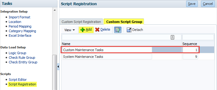 FDMEE - Create Custom Script Group