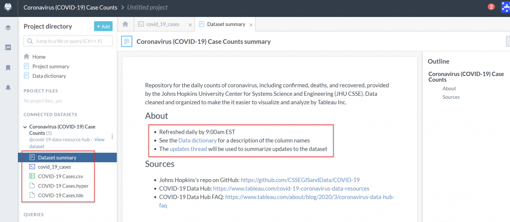 data.world COVID-19 Explore Dataset / Scenario Modeling / EPM