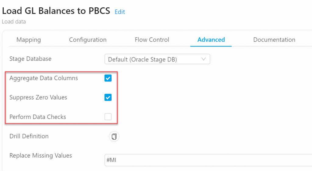 PBCS Vision - ICE Cloud Data Load - Advanced Options