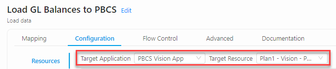 PBCS Vision - ICE Cloud Load GL Balances to Plan1 without DM - Target Resource